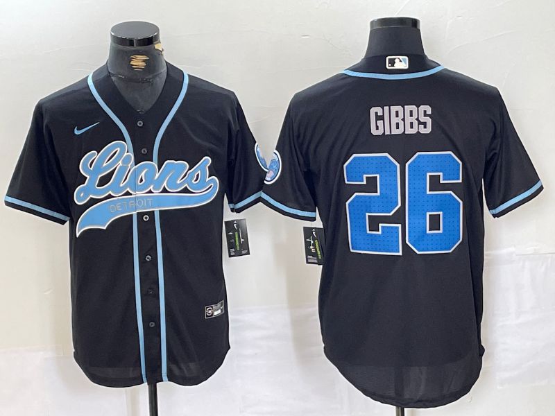 Men Detroit Lions #26 Gibbs Black Joint Name 2024 Nike Limited NFL Jersey style 1->detroit lions->NFL Jersey